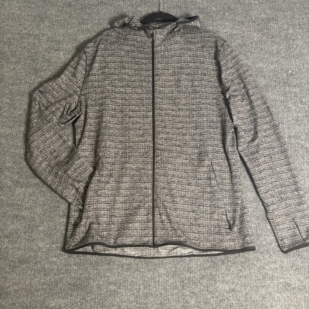 Lululemon Surge Warm Full Zip Hoodie Mens L Heathered Black White Running Jacket